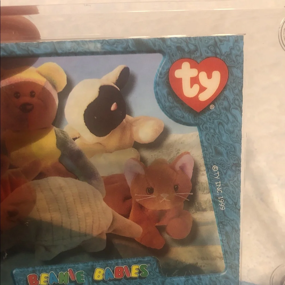 Ty Collectible Card with Teal Blue Frame and Multicolor Bears